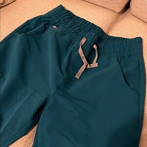 Figs Ocean Blue Joggers with Coral Drawstring